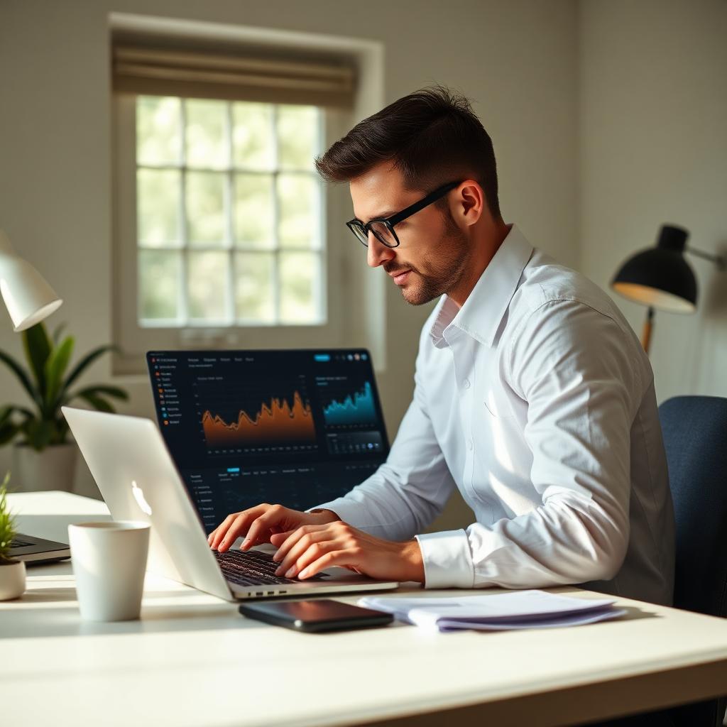 Entrepreneur reviewing analytics